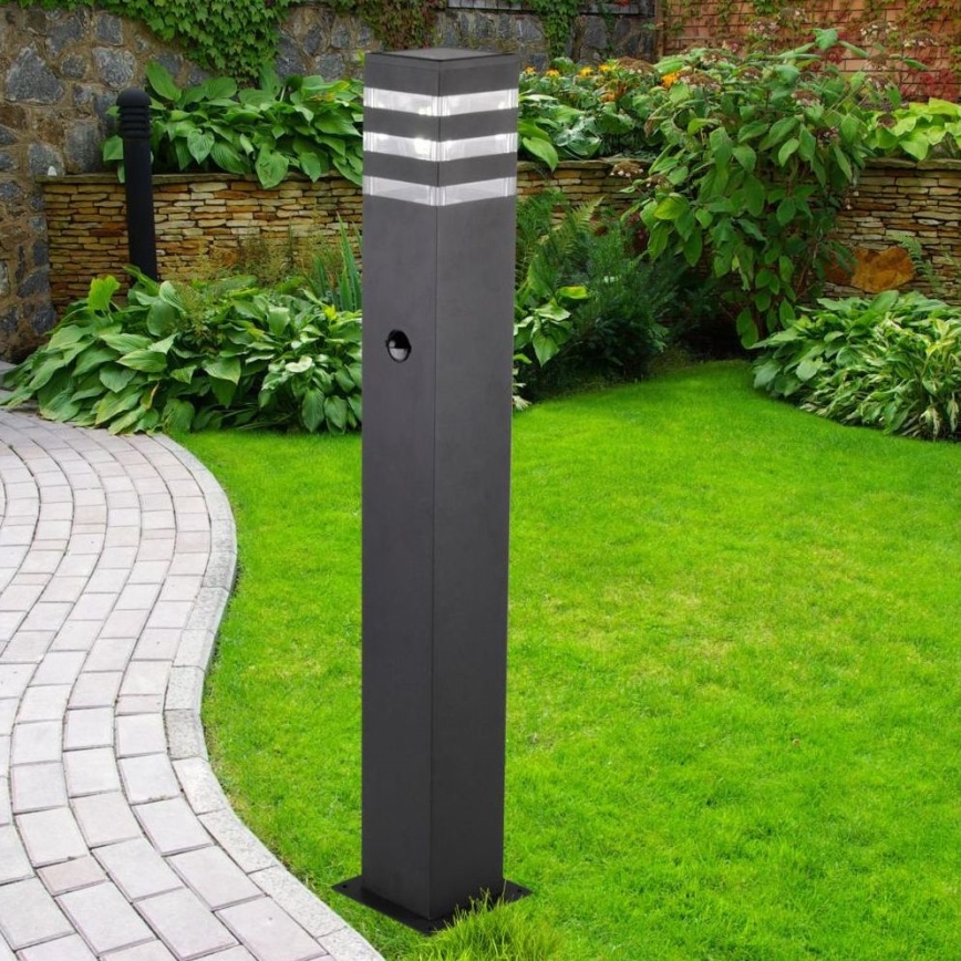 Venkovní lampa se senzorem TEKSAS 1xE27/12W/230V IP44 74 cm antracit