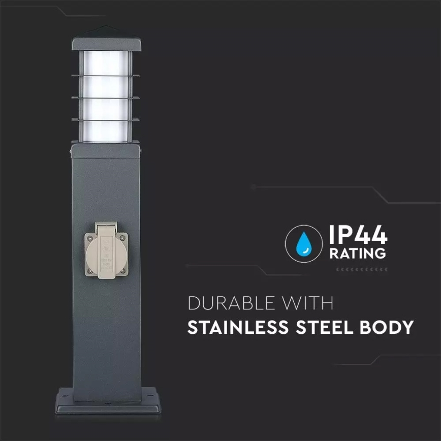 Venkovní lampa se zásuvkami SCHUKO 1xE27/13W/230V IP44