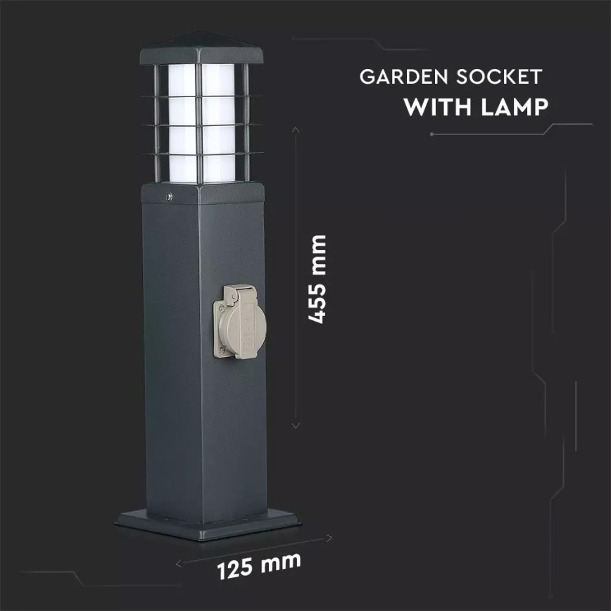 Venkovní lampa se zásuvkami SCHUKO 1xE27/13W/230V IP44