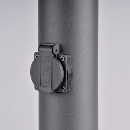 Venkovní lampa se zásuvkou DALLAS 1xE27/12W/230V IP44 antracit