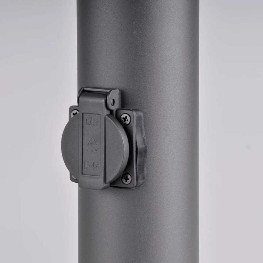 Venkovní lampa se zásuvkou DALLAS 1xE27/12W/230V IP44 antracit
