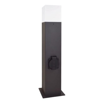 Venkovní lampa se zásuvkou NEW YORK 1xE27/12W/230V IP44 44 cm grafit