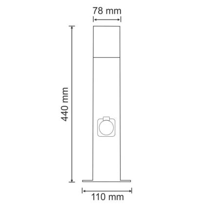 Venkovní lampa se zásuvkou NEW YORK 1xE27/12W/230V IP44 44 cm antracit