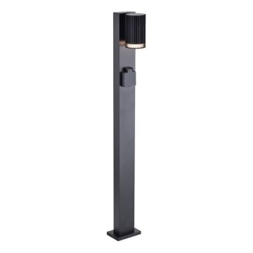 Venkovní lampa se zásuvkou SCHUKO 1xGU10/10W/230V IP44 80 cm černá