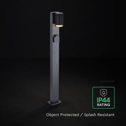 Venkovní lampa se zásuvkou SCHUKO 1xGU10/10W/230V IP44 80 cm černá
