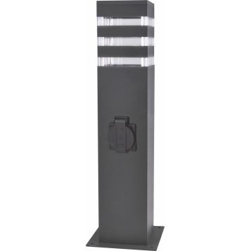 Venkovní lampa se zásuvkou TEKSAS 1xE27/20W/230V 44 cm IP44 černá