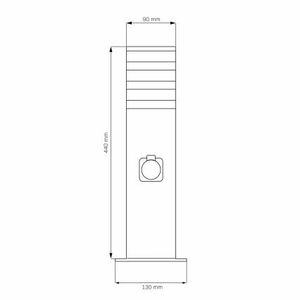 Venkovní lampa se zásuvkou TEKSAS 1xE27/20W/230V IP54 44 cm
