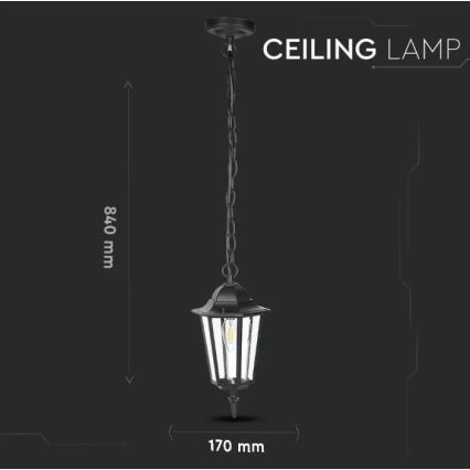 Venkovní lustr na řetězu 1xE27/40W/230V IP44 černá