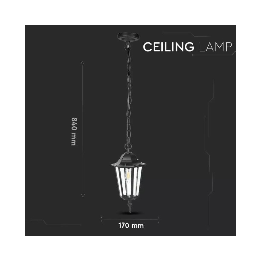 Venkovní lustr na řetězu 1xE27/40W/230V IP44 černá