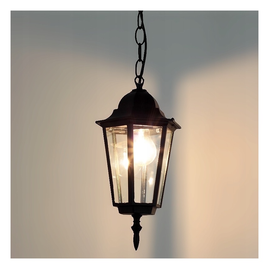 Venkovní lustr na řetězu 1xE27/60W/230V černá