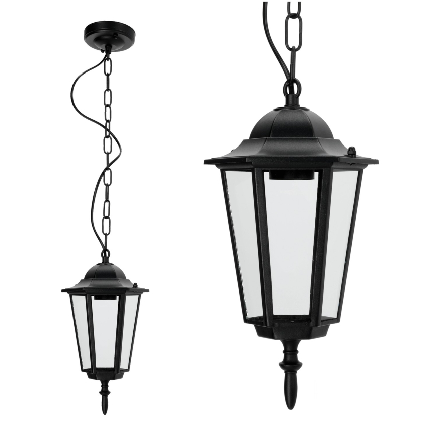 Venkovní lustr na řetězu 1xE27/60W/230V černá