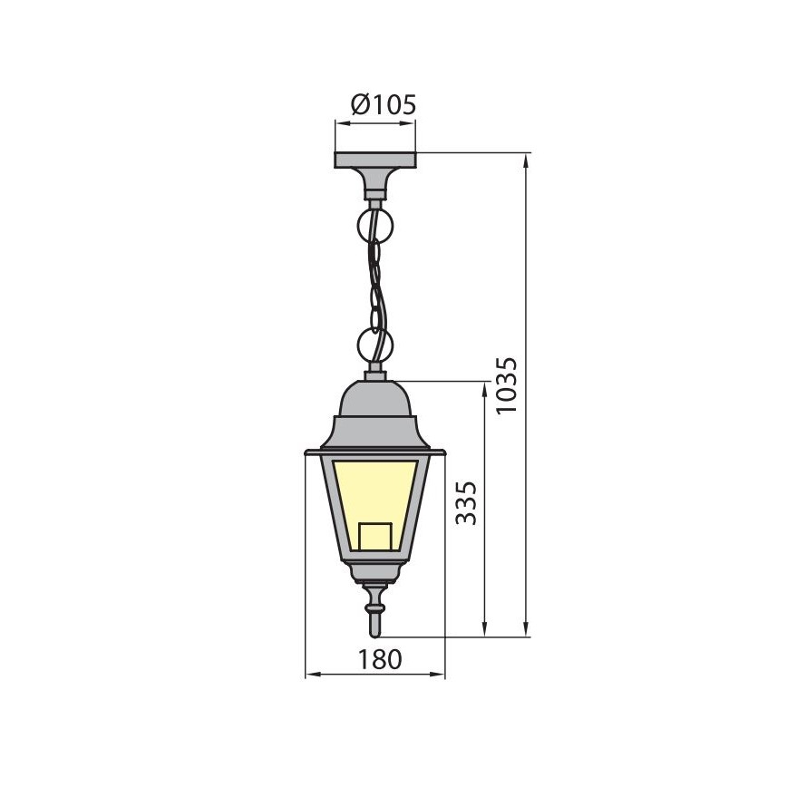Venkovní lustr na řetězu GARDEN 1xE27/100W/230V IP44 bílá