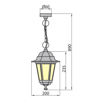 Venkovní lustr na řetězu GARDEN 1xE27/60W/230V IP44 bílá