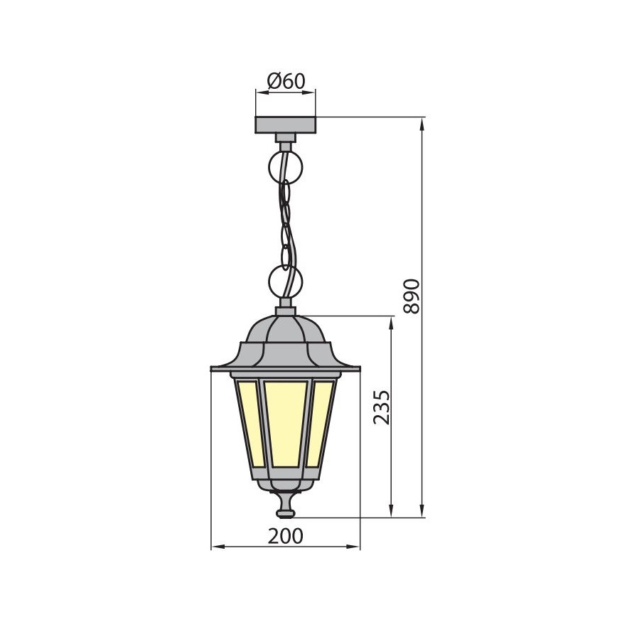 Venkovní lustr na řetězu GARDEN 1xE27/60W/230V IP44 bílá