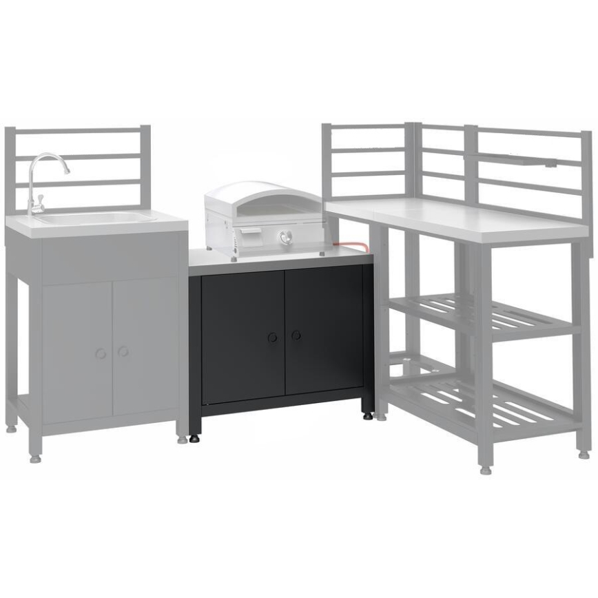Venkovní modul skříňka pod gril 80x47x69 cm černá/nerez