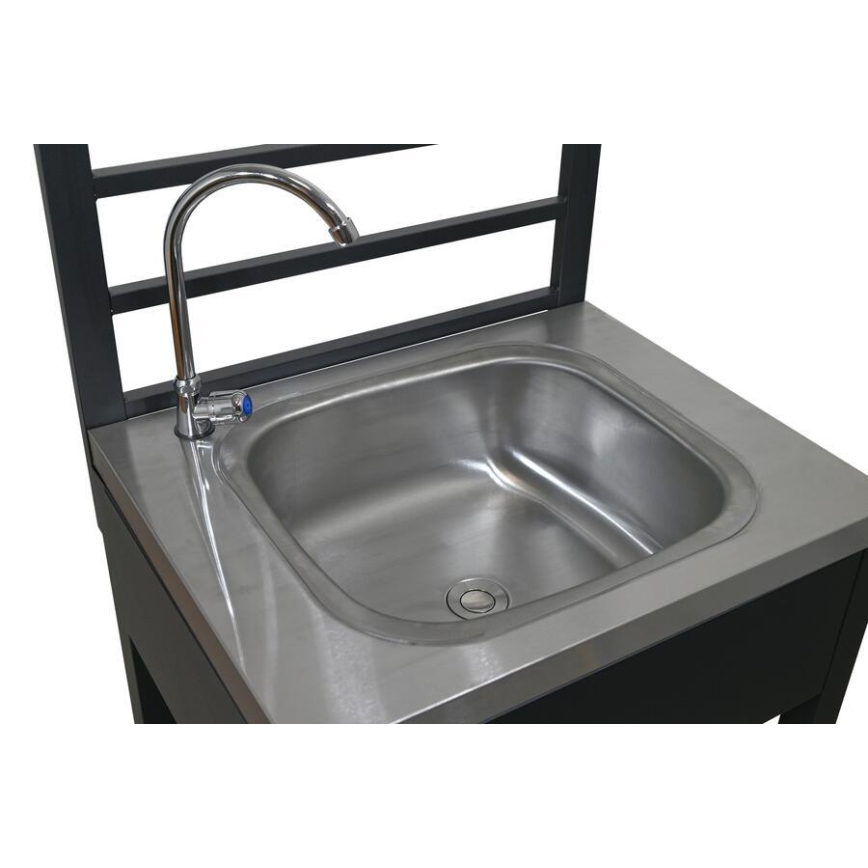 Venkovní modul stůl s dřezem 60x47x123 cm černá/nerez