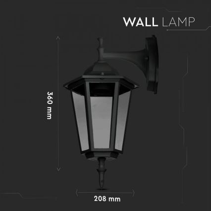 Venkovní nástěnná lampa 1xE27/40W/230V IP44 černá