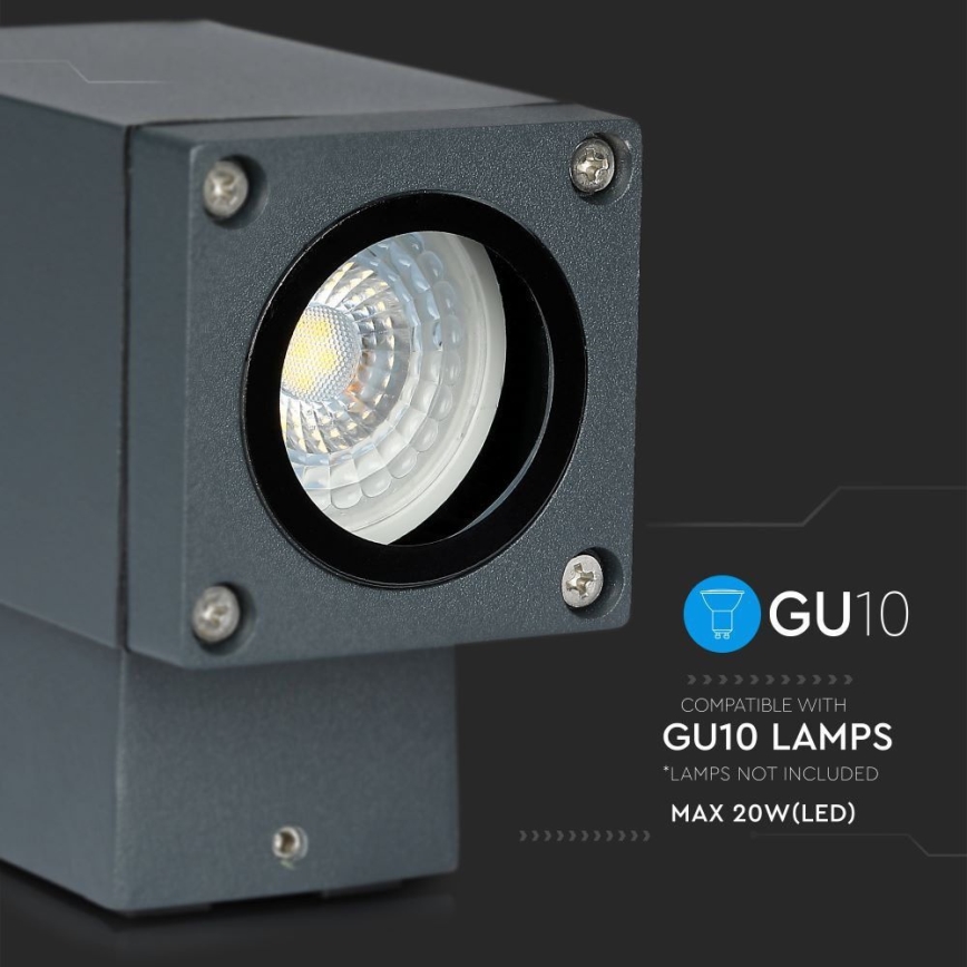 Venkovní nástěnné svítidlo 1xGU10/20W/230V IP44 šedá
