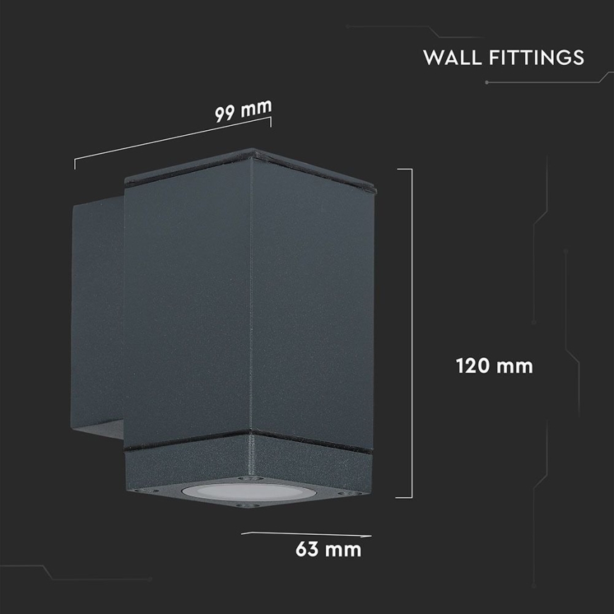 Venkovní nástěnné svítidlo 1xGU10/20W/230V IP44 šedá