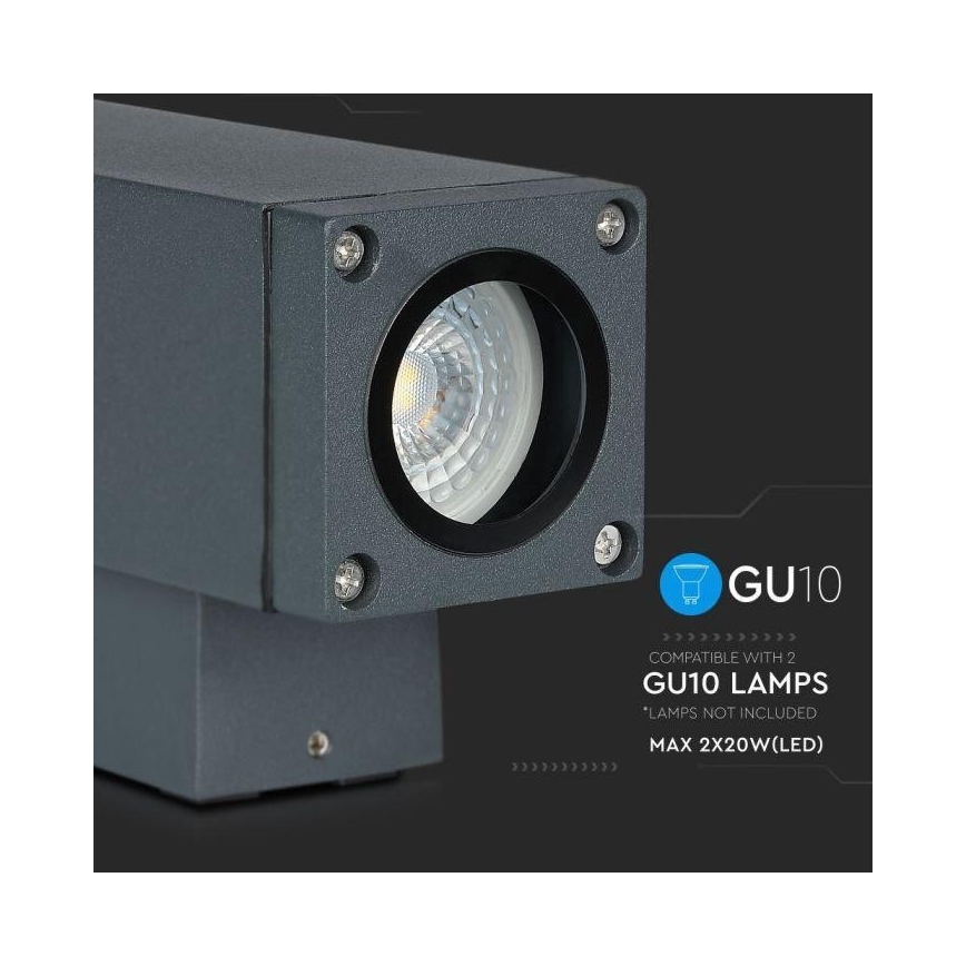Venkovní nástěnné svítidlo 2xGU10/20W/230V IP44 šedá