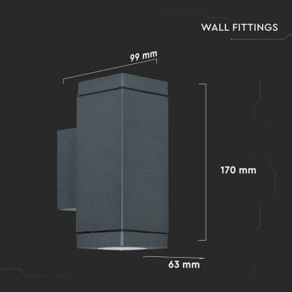 Venkovní nástěnné svítidlo 2xGU10/20W/230V IP44 šedá
