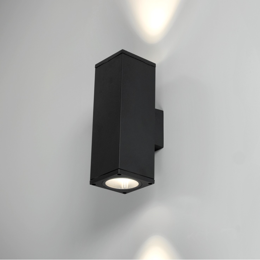 Venkovní nástěnné svítidlo 2xGU10/35W/230V IP54 hranatý černá