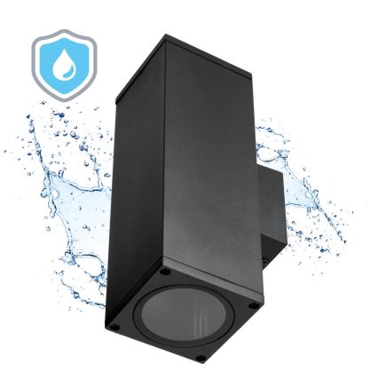 Venkovní nástěnné svítidlo 2xGU10/35W/230V IP54 hranatý černá