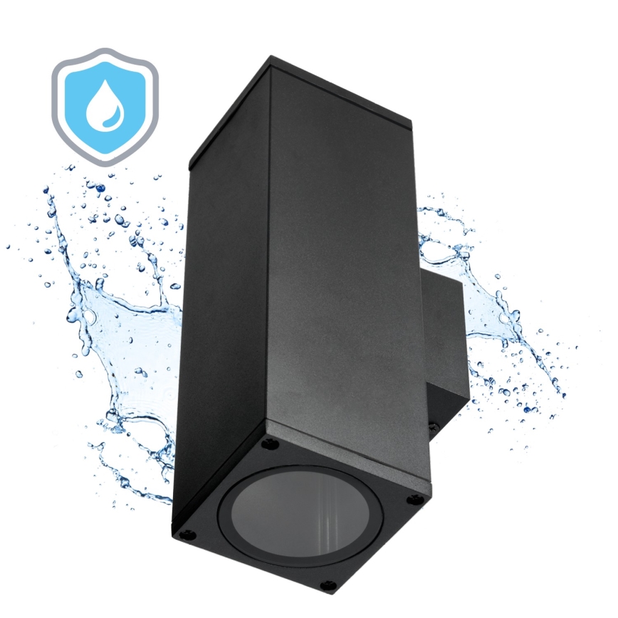 Venkovní nástěnné svítidlo 2xGU10/35W/230V IP54 hranatý černá