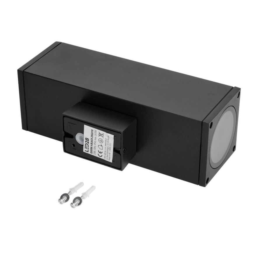 Venkovní nástěnné svítidlo 2xGU10/35W/230V IP54 hranatý černá