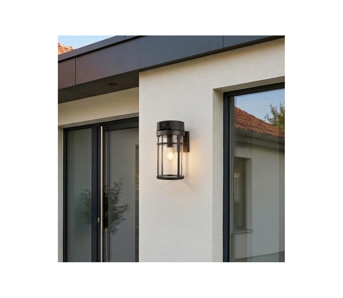 Venkovní nástěnné svítidlo s kamerou 1xE27/15W/230V Wi-Fi IP44 H4074 Černá – Alasans