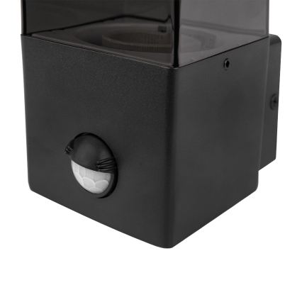Venkovní nástěnné svítidlo se senzorem pohybu a soumraku 1xE27/40W/230V IP44 černá/kouřová