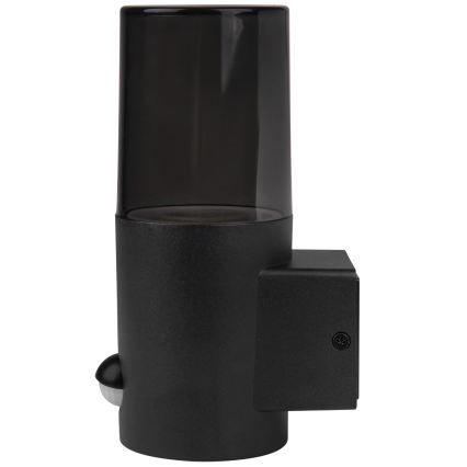 Venkovní nástěnné svítidlo se senzorem pohybu a soumraku 1xE27/40W/230V IP44 černá/kouřová