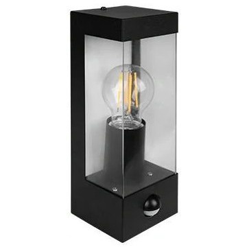 Venkovní nástěnné svítidlo se senzorem pohybu a soumraku 1xE27/15W/230V IP44 černá