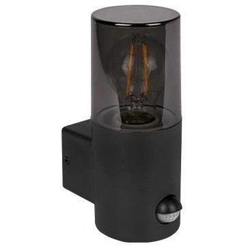 Venkovní nástěnné svítidlo se senzorem pohybu a soumraku 1xE27/40W/230V IP44 černá/kouřová