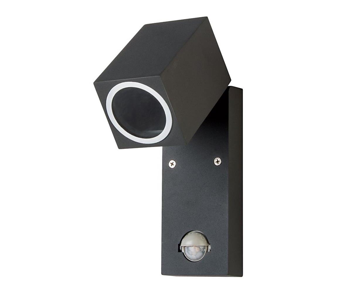 Kobi Venkovní nástěnné svítidlo se senzorem QUAZAR 1xGU10/35W/230V IP44 černá KB0181