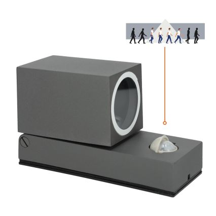 Venkovní nástěnné svítidlo se senzorem QUAZAR 1xGU10/35W/230V IP44 šedá