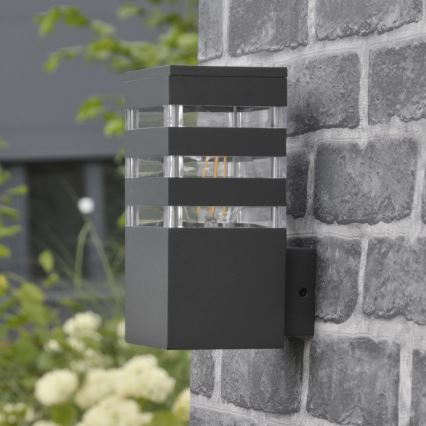 Venkovní nástěnné svítidlo TEKSAS 1xE27/12W/230V IP44 grafit