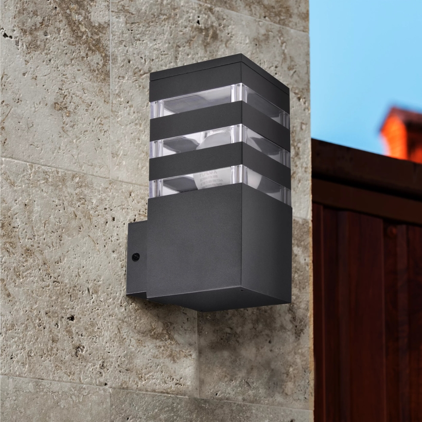 Venkovní nástěnné svítidlo TEKSAS 1xE27/12W/230V IP44 grafit