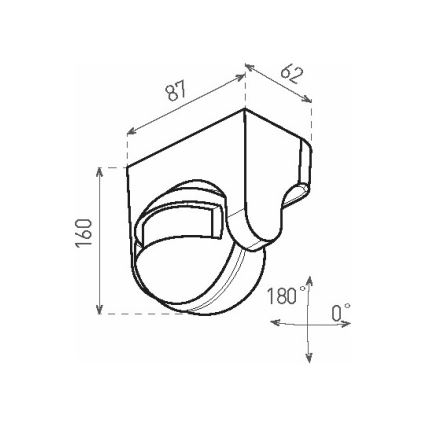 Venkovní senzor pohybu PIR 1200W/230V IP44 černá