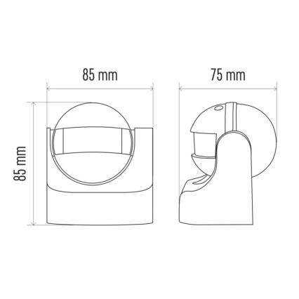 Venkovní senzor pohybu PIR B 180° 1200W/230V IP44 černý