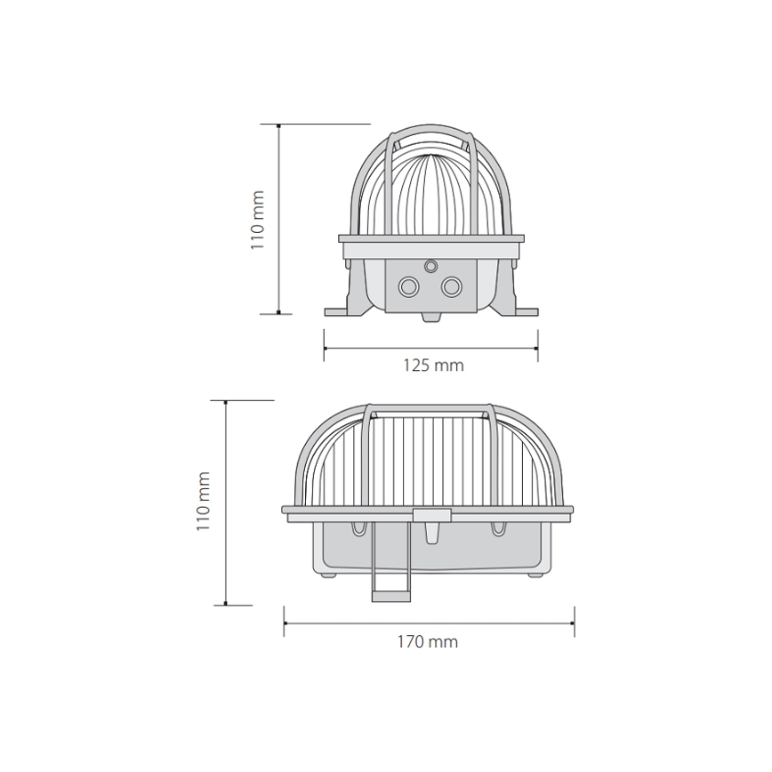 Venkovní stropní svítidlo OVAL 1xE27/60W/230V IP44
