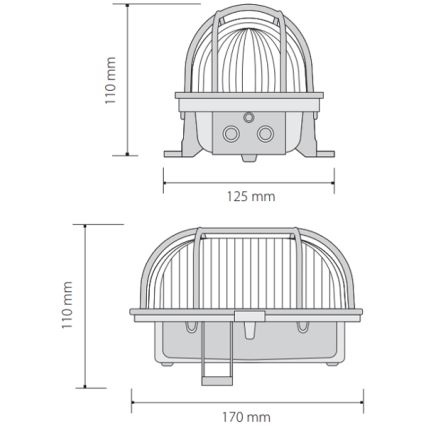 Venkovní stropní svítidlo OVAL 1xE27/60W/230V šedá IP44