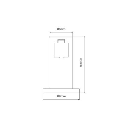 Venkovní zásuvkový sloupek 1Z SCHUKO 230V IP44 20 cm černá
