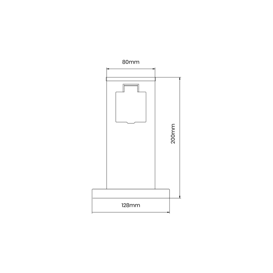 Venkovní zásuvkový sloupek 1Z SCHUKO 230V IP44 20 cm černá