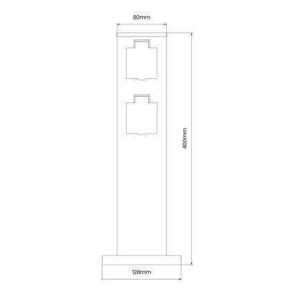 Venkovní zásuvkový sloupek 2Z SCHUKO 230V IP44 40 cm černá