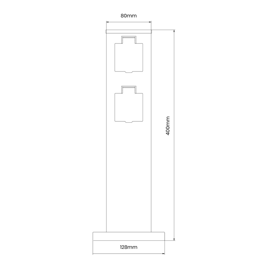 Venkovní zásuvkový sloupek 2Z SCHUKO 230V IP44 40 cm černá