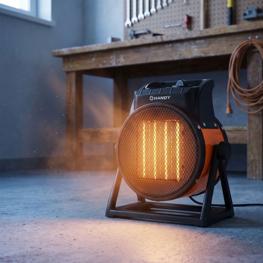 Ventilátor s keramickým topným tělesem 1000/2000W/230V oranžová/černá