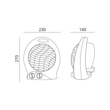 Ventilátor s topným tělesem ZEFIR 1000/2000W/230V bílá