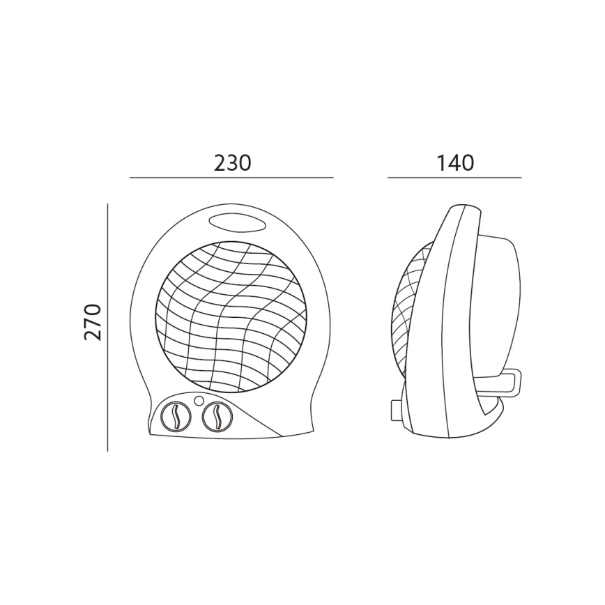 Ventilátor s topným tělesem ZEFIR 1000/2000W/230V bílá