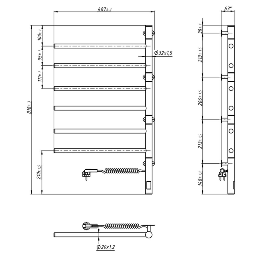 Vertaduro - Elektrický otočný sušák na ručníky s termostatem ARA 105W/230V 80x49 cm IP44 bílá